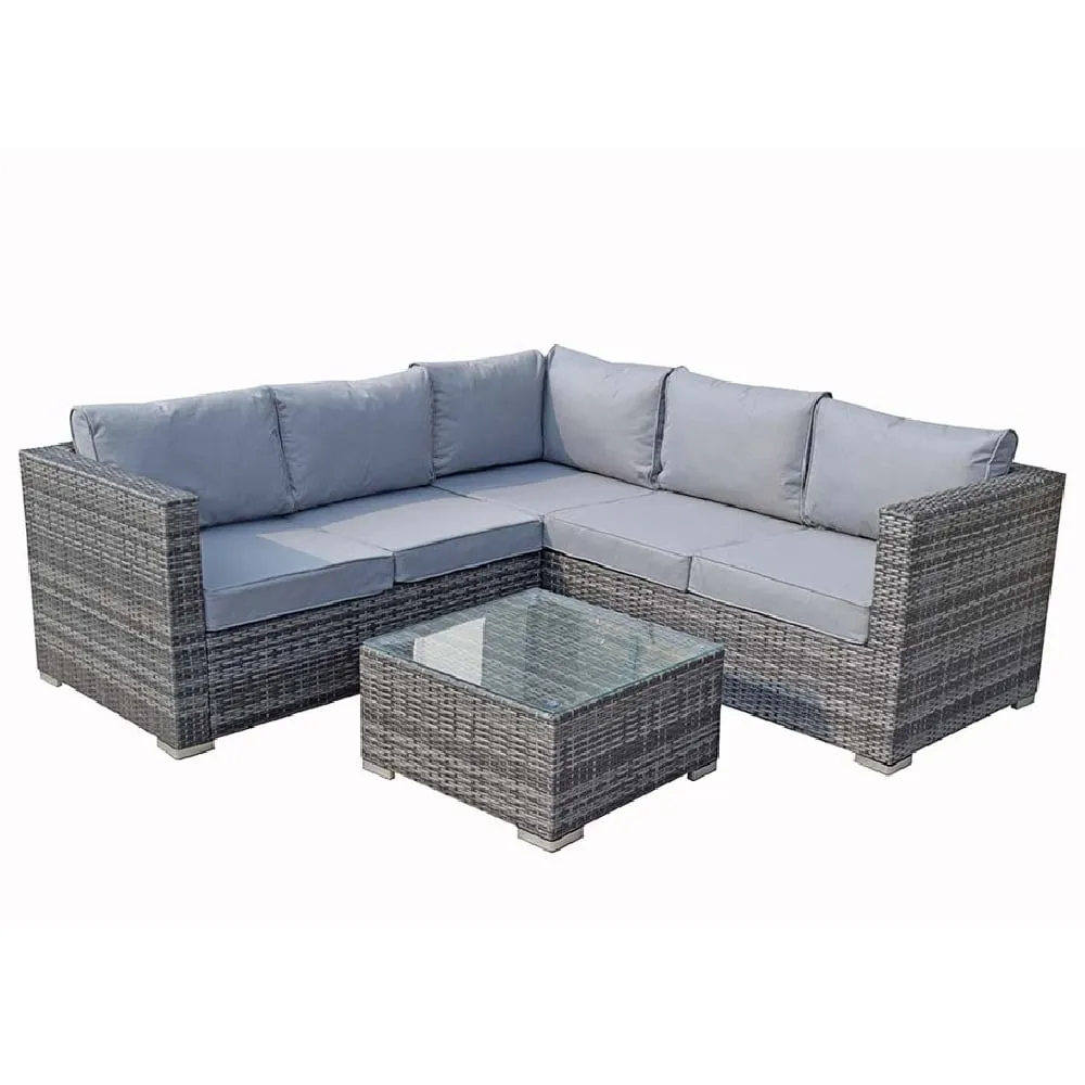 Gitel Corner Sofa Set with Coffee Table - Grey, Rattan
