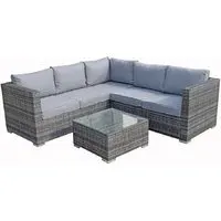 Gitel Corner Sofa Set with Coffee Table - Grey, Rattan alternate view