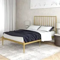 Giulio King Size Bed Frame - Gold, Metal