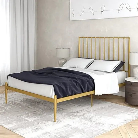Giulio King Size Bed Frame - Gold, Metal