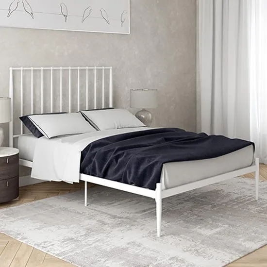 Giulio King Size Bed Frame - White, Metal
