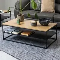 Giza Rectangular Coffee Table with Undershelf - Wild Oak