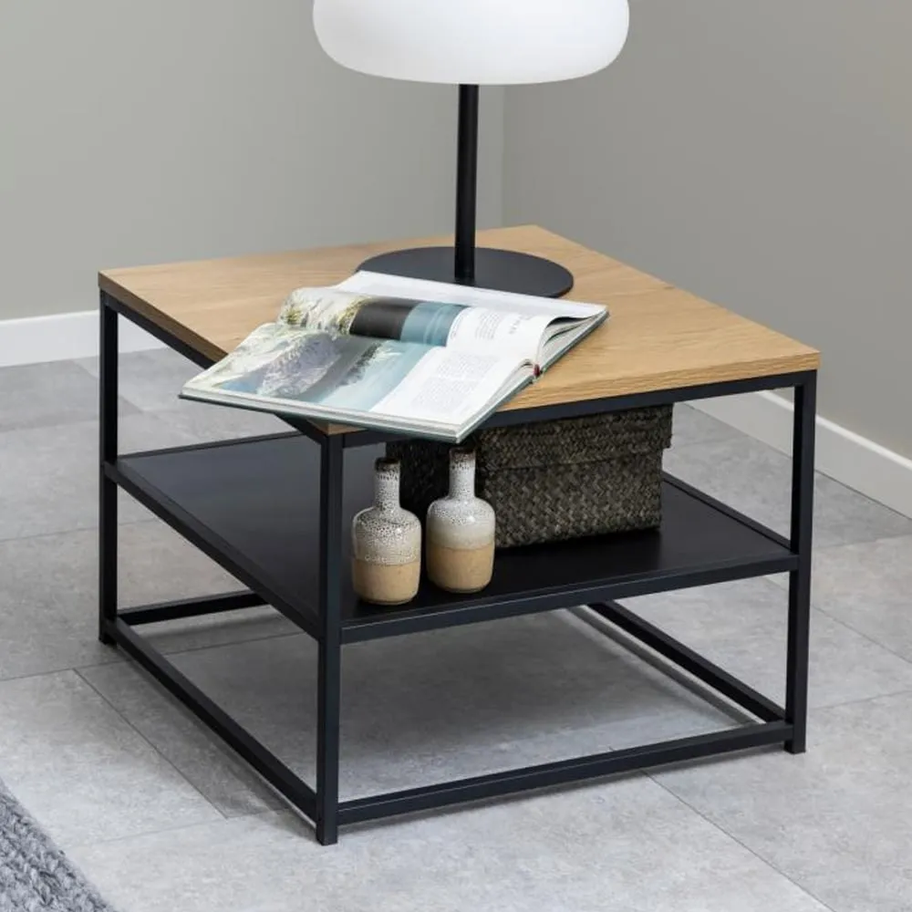 Giza Square Coffee Table with Undershelf - Wild Oak image