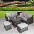 Gizeh Glass Top Garden Lift Up Dining Set with 2 Ottomans - Grey