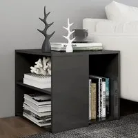 Gizela High Gloss Side Table with Shelves - Grey
