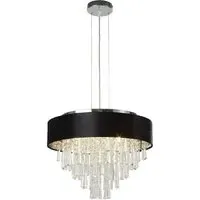 Glamour 5 Light Crystal Pendant Light - Black, Velvet