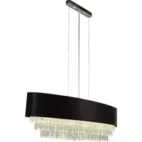 Glamour 8 Light Crystal Pendant Light - Black, Velvet