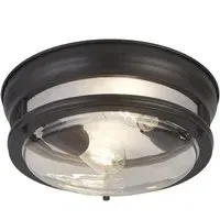 Glasgow 2 Light Clear Glass Shade Flush Light - Black
