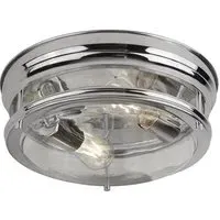 Glasgow 2 Light Flush Ceiling Light - Chrome, Glass