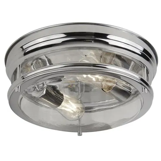 Glasgow 2 Light Flush Ceiling Light - Chrome, Glass