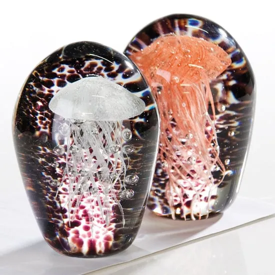 Glass Jellyfish Design Paperweight Sculpture - Multicolour product