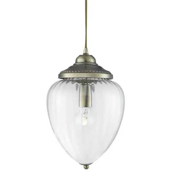 Glass Pendant Lantern - Antique Brass