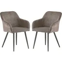 Glen Dining Chairs in Pair - Grey, Corduroy Velvet