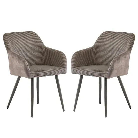 Glen Dining Chairs in Pair - Grey, Corduroy Velvet