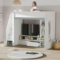 Glenside Single High-Sleeper Bed with Storage - White