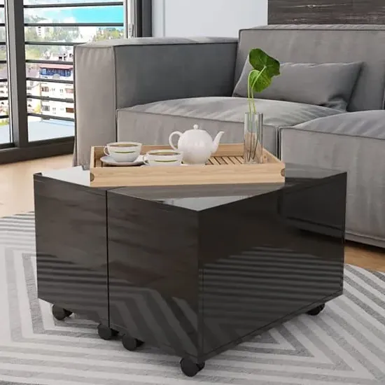 Glyn Storage Coffee Table with Castors - Black image