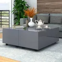Glyn Storage Coffee Table with Castors - Grey