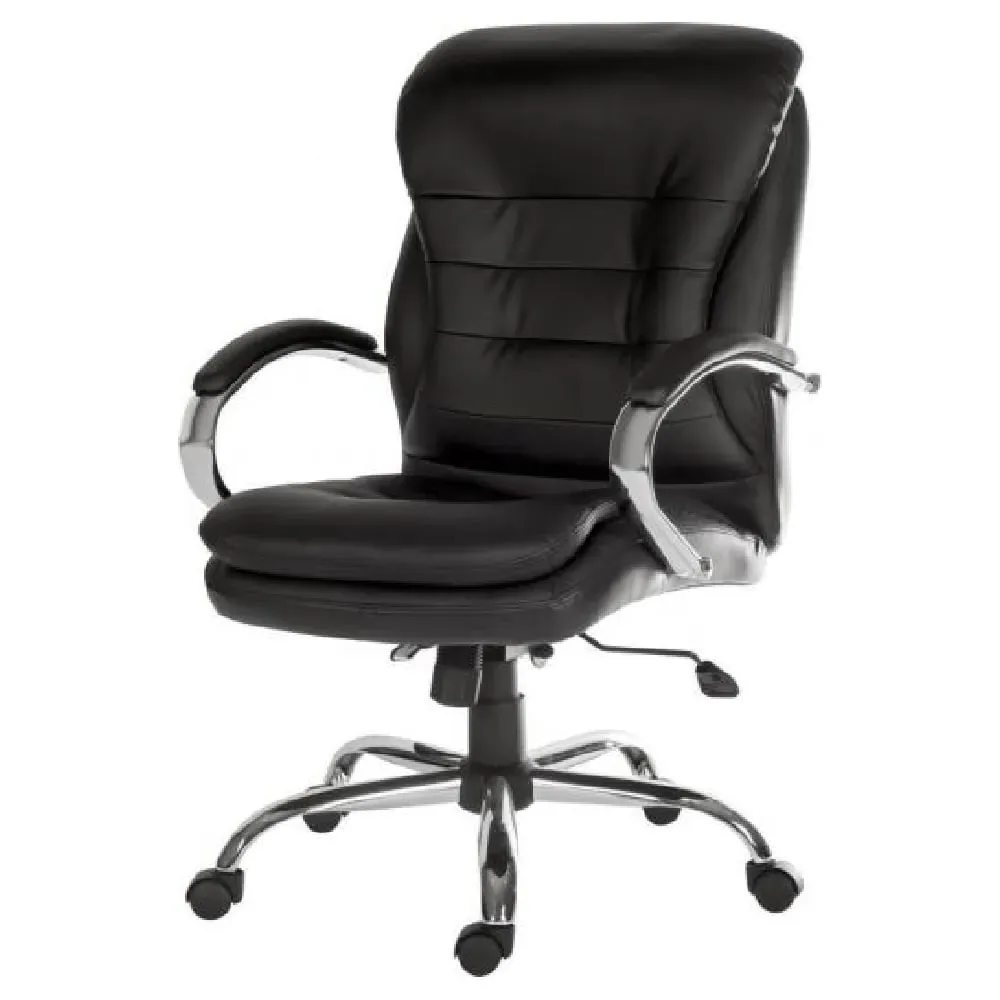 Godley Office Chair with Chrome Base - Black, Leather image