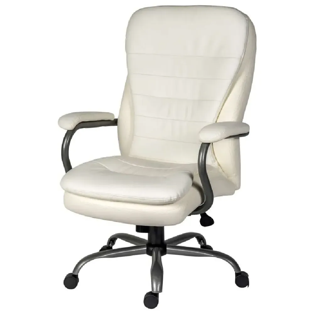 Godley Office Chair with Gas Lift - White, Leather
