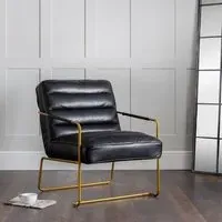 Golden Bedroom Chair - Black, Faux Leather