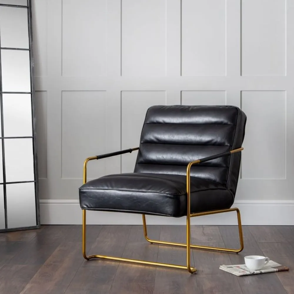 Golden Bedroom Chair - Black, Faux Leather image