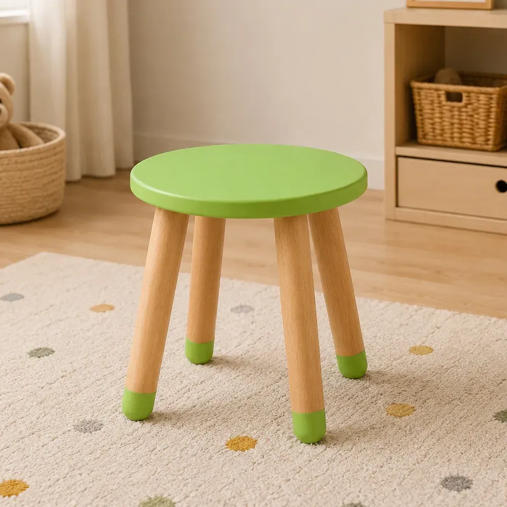 Goldfinch Plywood Kids Stool - Green, Oak product