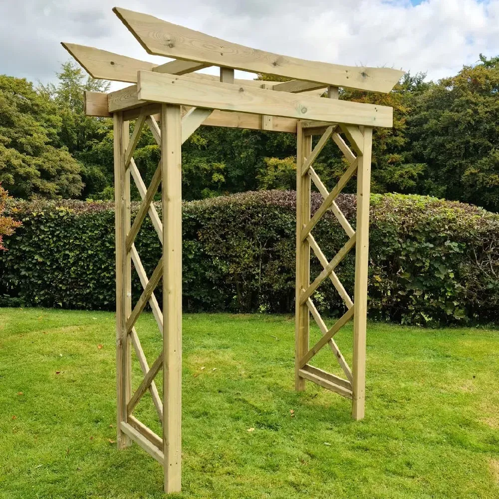 Goldhawk Large Garden Arch - Natural, Wood