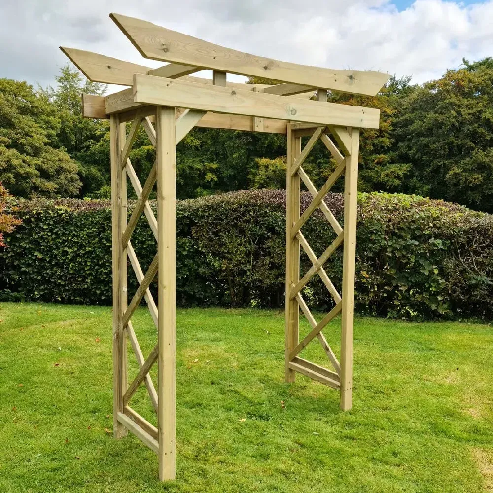 Goldhawk Small Garden Arch - Natural, Wood image