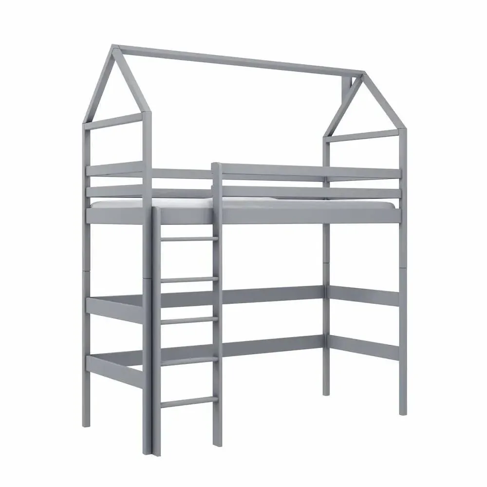 Goleta Wooden Bunk Bed with Foam Mattress and Ladder - Grey