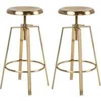 Goliad Adjustable Bar Stools Pair - Gold, Metal