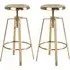 Goliad Adjustable Bar Stools Pair - Gold, Metal