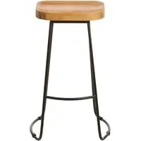 Gomeisa Bar Stool with Metal Base - Natural, Oak Wood