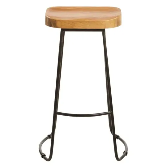 Gomeisa Bar Stool with Metal Base - Natural, Oak Wood