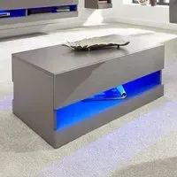 Goole Coffee Table with LED Storage - Grey, Wood