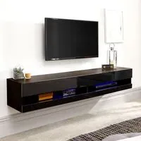 Goole Large Wall Hung TV Stand with LED - Black