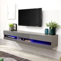 Goole Large Wall Hung TV Stand with LED - Grey