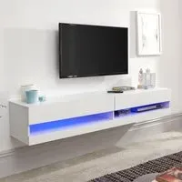 Goole Large Wall Hung TV Stand with LED - White