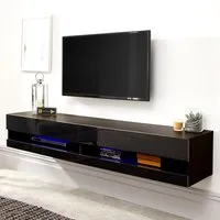 Goole Medium Wall Hung TV Stand with LED - Black