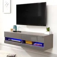 Goole Small Wall Hung TV Stand with LED - Grey
