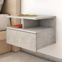 Gorlois Floating Bedside Cabinet with Drawer - Concrete Effect