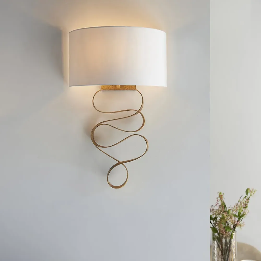 Goshen Cotton Curls Shade Wall Light - Gold image