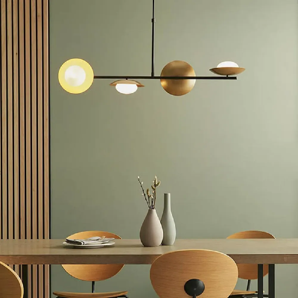 Goshen Opal Glass Shades Ceiling Pendant Light - Gold, Bronze image