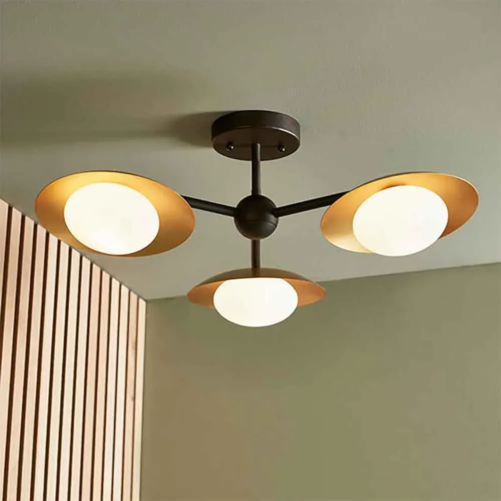 Goshen Semi Flush Pendant Light - Gold, Bronze, Opal Glass product