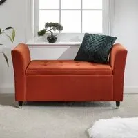 Gospel Storage Ottoman with Quilted Top - Russet, Fabric