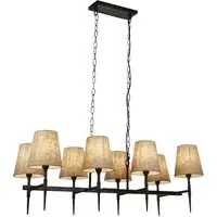 Gothic 8 Light Bar Pendant Light - Black, Fabric