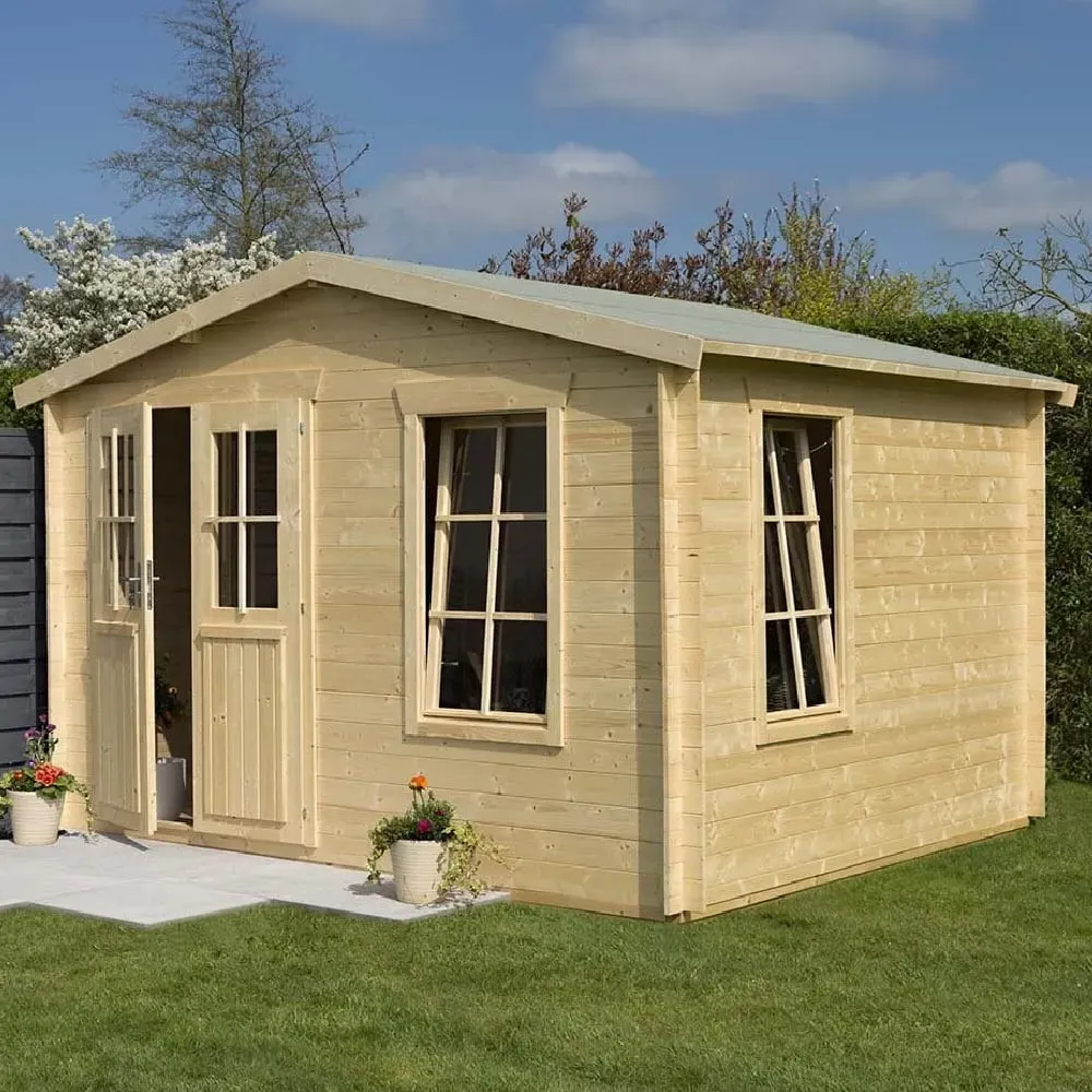 Gower Garden Summer House with Lockable Doors - Natural, Wood product