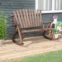 Grace 2 Seater Rocking Garden Bench - Dark Brown, Solid Wood alternate view