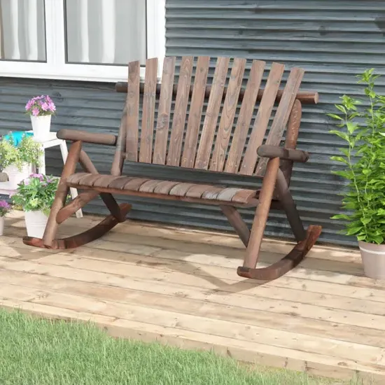 Grace 2 Seater Rocking Garden Bench - Dark Brown, Solid Wood product