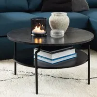 Grace Coffee Table with Shelf - Black Marble Effect, Wood
