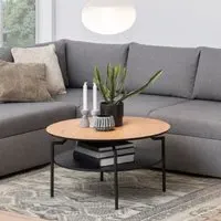 Grace Coffee Table with Shelf - Oak and Black, Wood